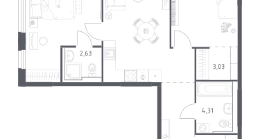 Студия, 66&nbsp;м²