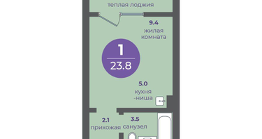1-к. квартира, 23 м²