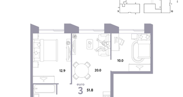 3-к. квартира, 51&nbsp;м²
