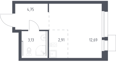 Студия, 23&nbsp;м²