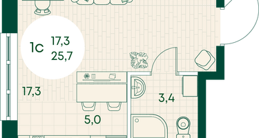 Студия, 25&nbsp;м²