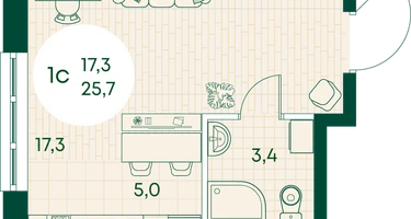 Студия, 25&nbsp;м²