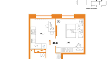 1-к. квартира, 31 м²