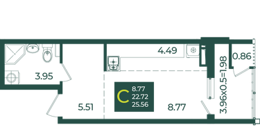 Студия, 25 м²