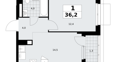 1-к. квартира, 36 м²