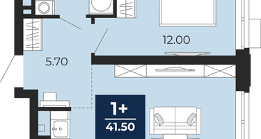 1-к. квартира, 41 м²
