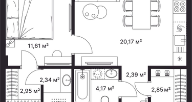 1-к. квартира, 46&nbsp;м²