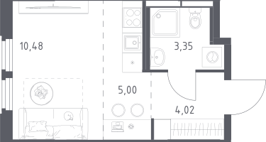 Студия, 22&nbsp;м²