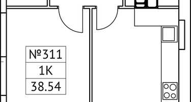 1-к. квартира, 38&nbsp;м²