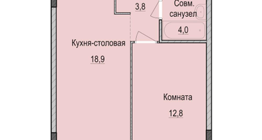 1-к. квартира, 40&nbsp;м²