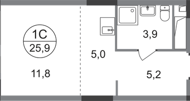 Студия, 25 м²