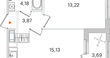 1-к. квартира, 38 м²