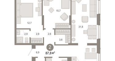 2-к. квартира, 87&nbsp;м²