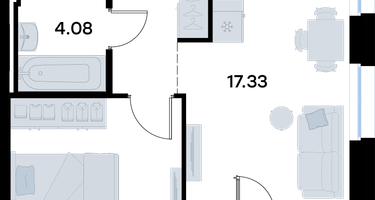 1-к. квартира, 38 м²