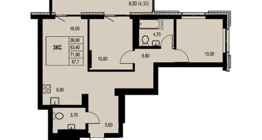 3-к. квартира, 67&nbsp;м²