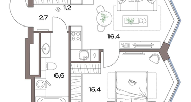 2-к. квартира, 42&nbsp;м²