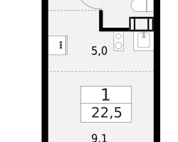 Студия, 22&nbsp;м²
