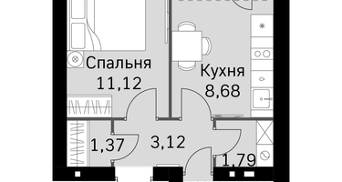 1-к. квартира, 32 м²