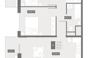 2-к. квартира, 60&nbsp;м²
