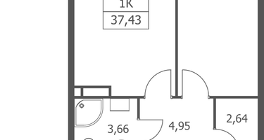 1-к. квартира, 37&nbsp;м²