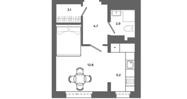 1-к. квартира, 27&nbsp;м²