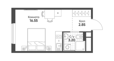 Студия, 22&nbsp;м²