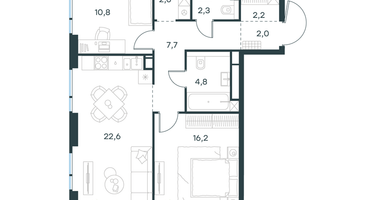 2-к. квартира, 71&nbsp;м²