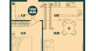 1-к. квартира, 45&nbsp;м²