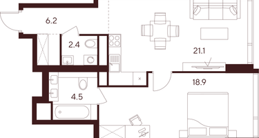 Студия, 53&nbsp;м²