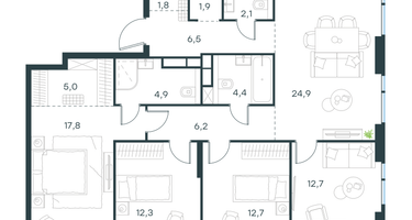 4-к. квартира, 113 м²