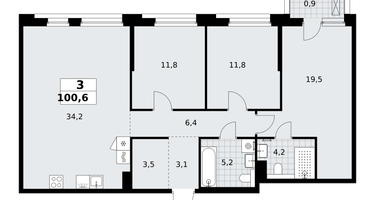 3-к. квартира, 100&nbsp;м²