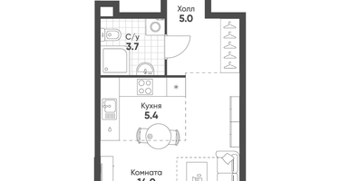 1-к. квартира, 28 м²
