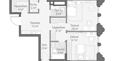 4-к. квартира, 199 м²