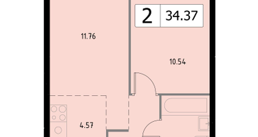 Студия, 34&nbsp;м²