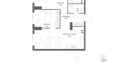 2-к. квартира, 70&nbsp;м²