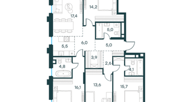5-к. квартира, 113&nbsp;м²