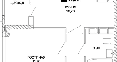 1-к. квартира, 40&nbsp;м²