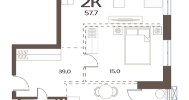 2-к. квартира, 57&nbsp;м²