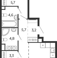 2-комнатная квартира, 72&nbsp;м²