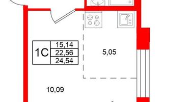 Студия, 22 м²