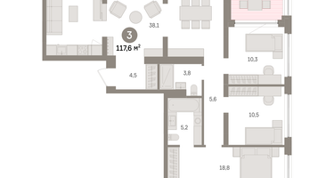 3-к. квартира, 117 м²