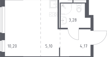 Студия, 22&nbsp;м²