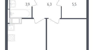 1-комнатная квартира, 36&nbsp;м²