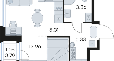 Студия, 28&nbsp;м²