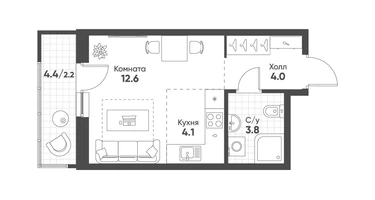 Студия, 26&nbsp;м²