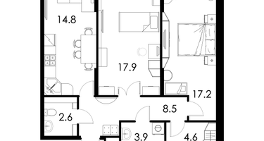 2-к. квартира, 69&nbsp;м²