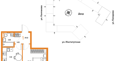 1-к. квартира, 29 м²