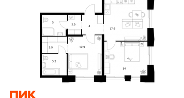 2-к. квартира, 65 м²
