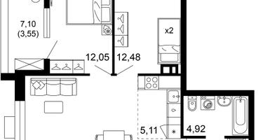3-к. квартира, 64&nbsp;м²