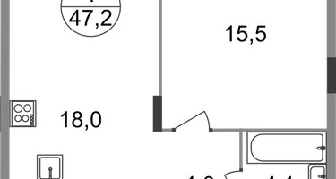 1-к. квартира, 47&nbsp;м²